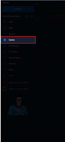 Casino section on the 4rabet.