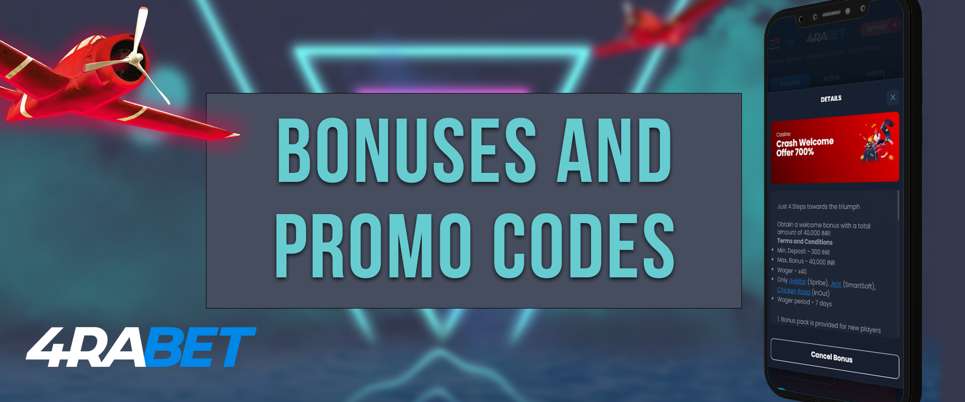 Bounties and promo codes for Aviator at 4RaBet