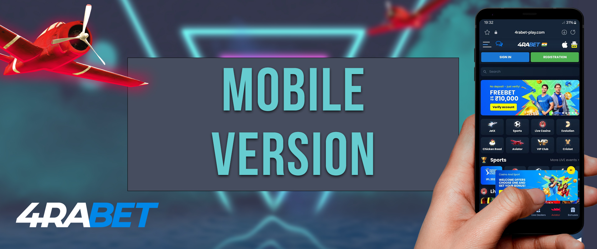 Mobile version of 4RaBet for Aviator game